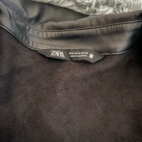 Zara Black Patent Faux Leather Puff Sleeve Whimsy Goth Pleather Mini Dress Med - Picture 10 of 10